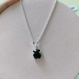 S925 sterling silver white black agate little bear classic designer pendant necklace choker for women girls small bears short chain chokers necklaces jewelry